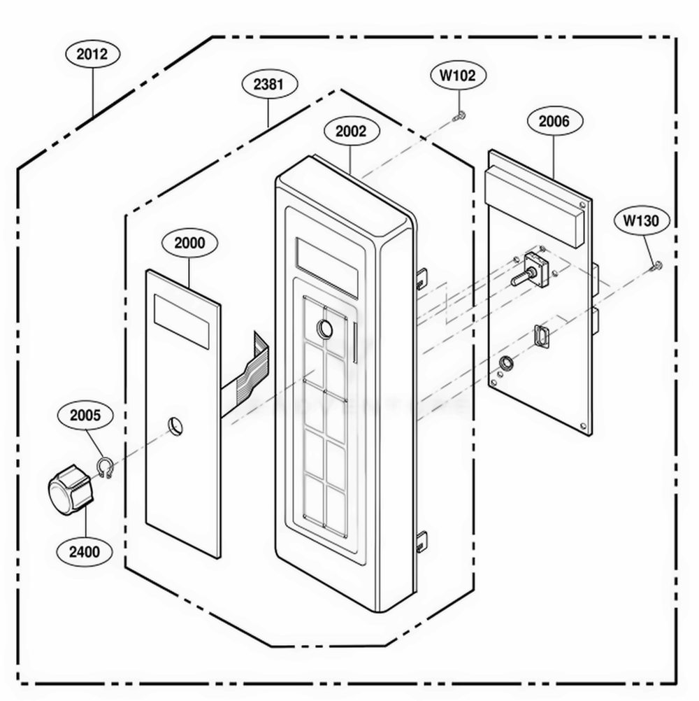 Control Panel Parts Diagram and Parts List for UCS11MA AGR7MTR LG Range