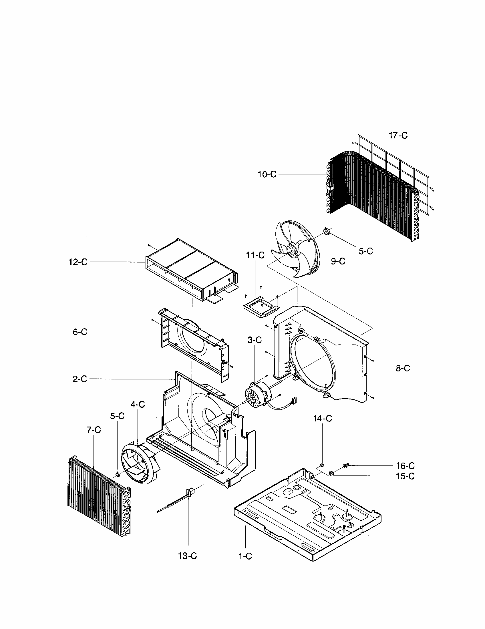 Air Handling & Cycle Diagram and Parts List for 58076100500  Kenmore Air Conditioner