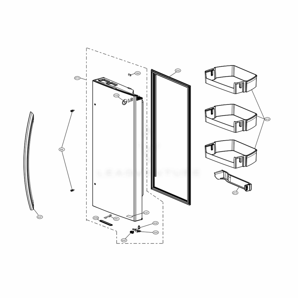 Door Parts 2 Diagram and Parts List for LRFXC2406S ASTCNA0 LG Refrigerator