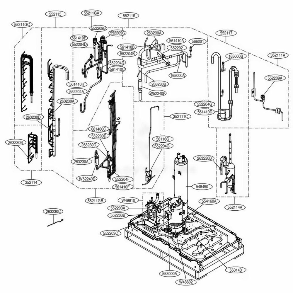 Main 3 Diagram and Parts List for ARUB121DTE4 AWGBLUS LG Air Conditioner