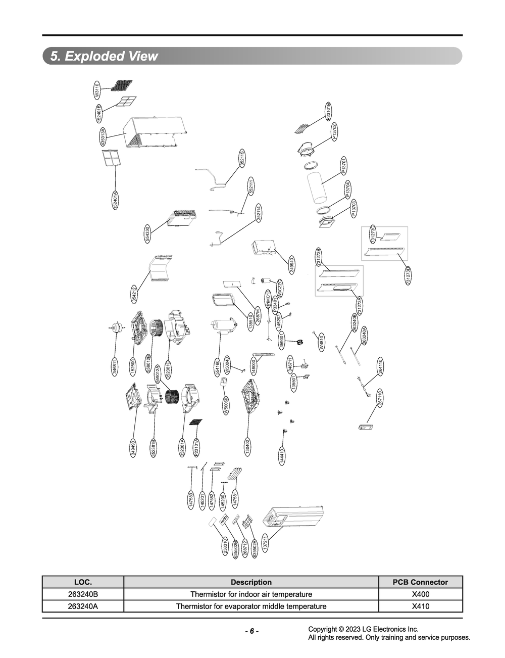 Diagram 1 Diagram and Parts List for LP0524WFR AT1AOSU LG Air Conditioner