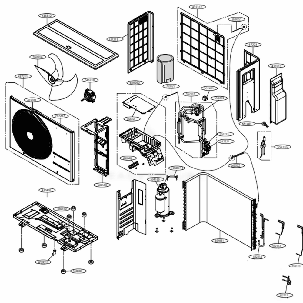 Outdoor Unit Diagram and Parts List for LSU240HEV2 AT3GEUS LG Air Conditioner