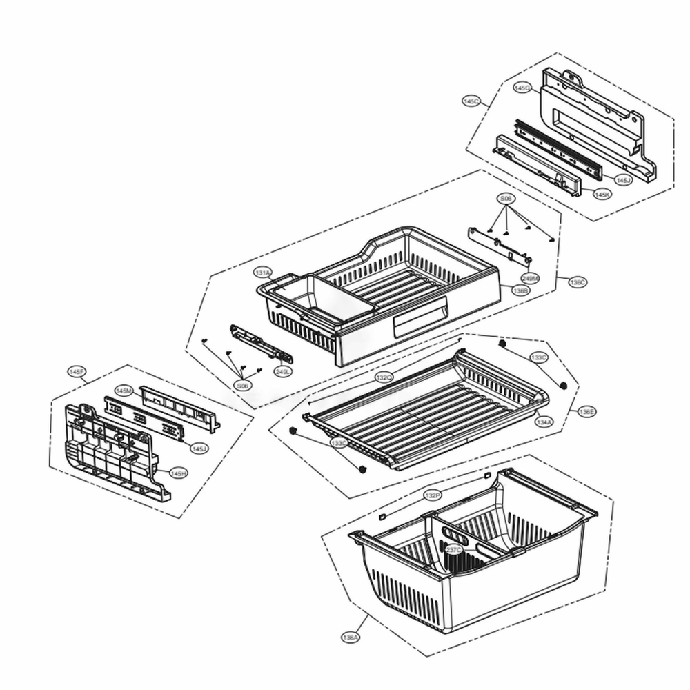 Freezer Parts Diagram and Parts List for LSFXC2496D ASBCNA1 LG Refrigerator