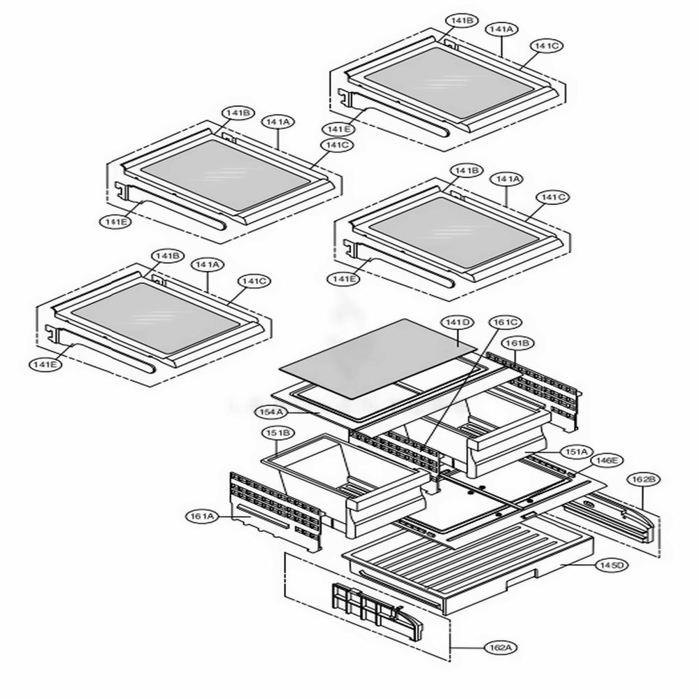 Refrigerator Parts Diagram and Parts List for LFX25973SW ASWCNA5 LG Refrigerator