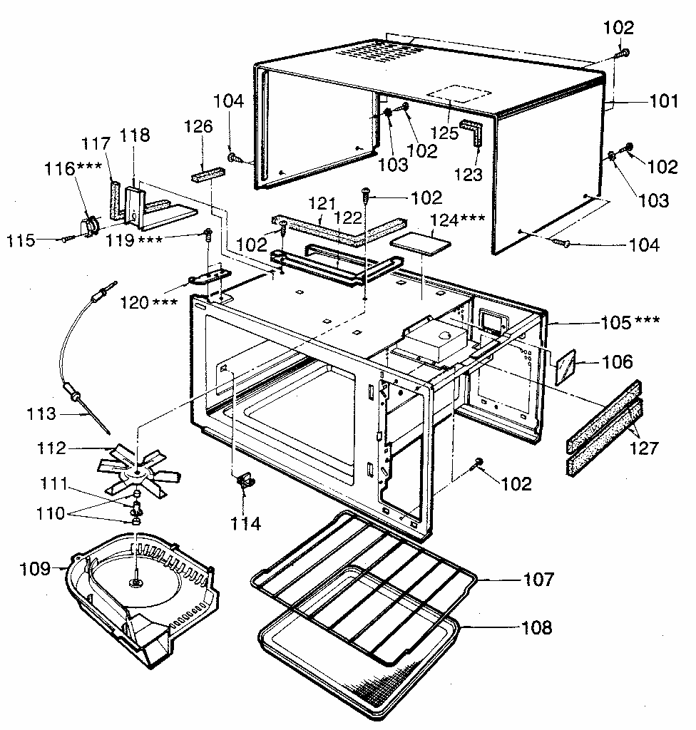 Cabinet Diagram and Parts List for 7218853180  Kenmore Microwave