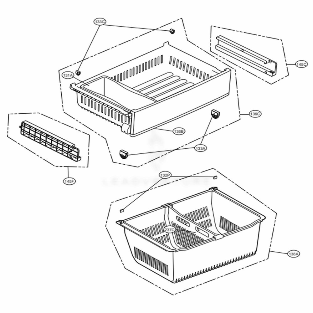 Freezer Parts Diagram and Parts List for 74102 ASWCSE2 LG Refrigerator