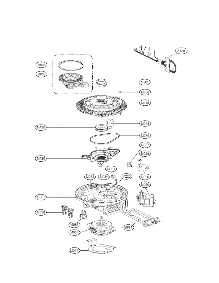 Sump Assembly Part Diagram and Parts List for LDS5560ST  LG Dishwasher