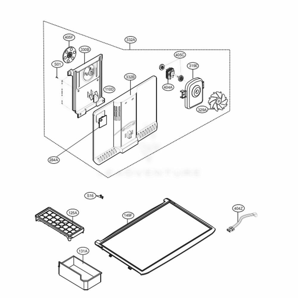 Freezer Parts Diagram and Parts List for 68032 ASWCSE1 LG Refrigerator