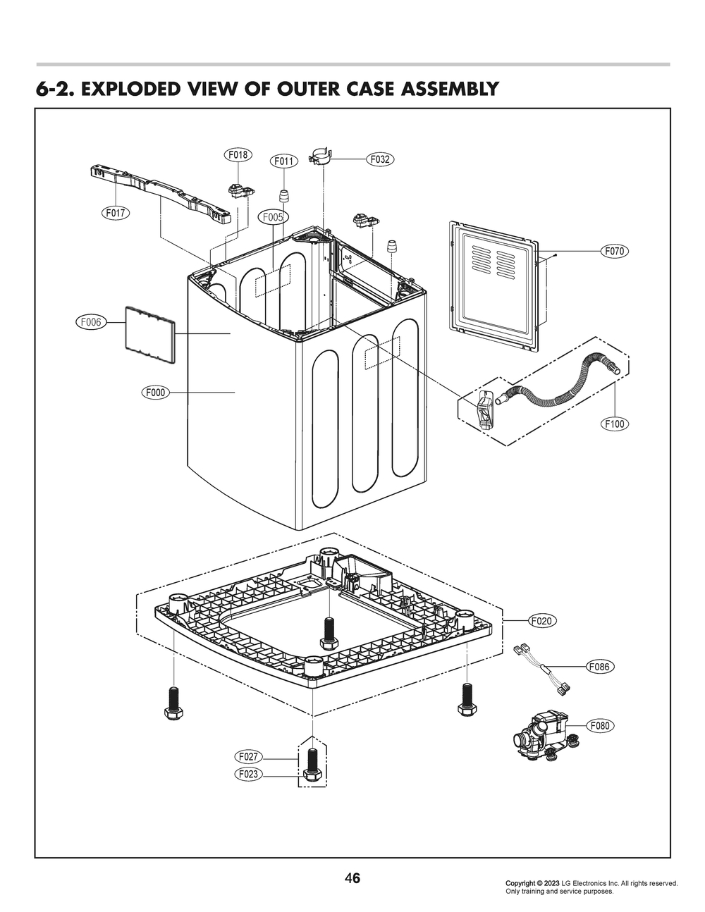 Outer Case Assembly Diagram and Parts List for T17A1EFHU5 ASSEUCI LG Washer
