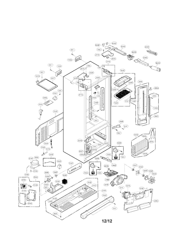 Case Parts Diagram and Parts List for LFX21976ST 01 LG Refrigerator