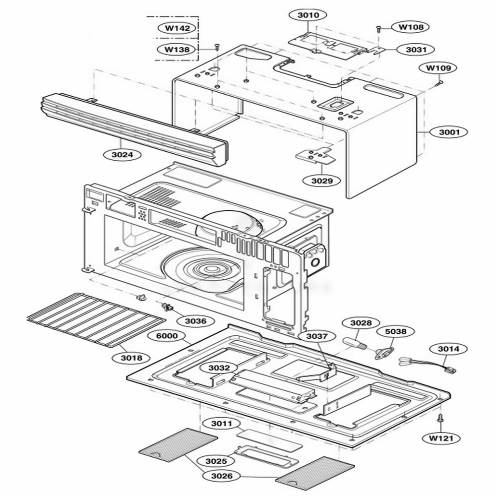 Oven Cavity Parts Diagram and Parts List for MMV4205AAB ABKEMTG LG Range