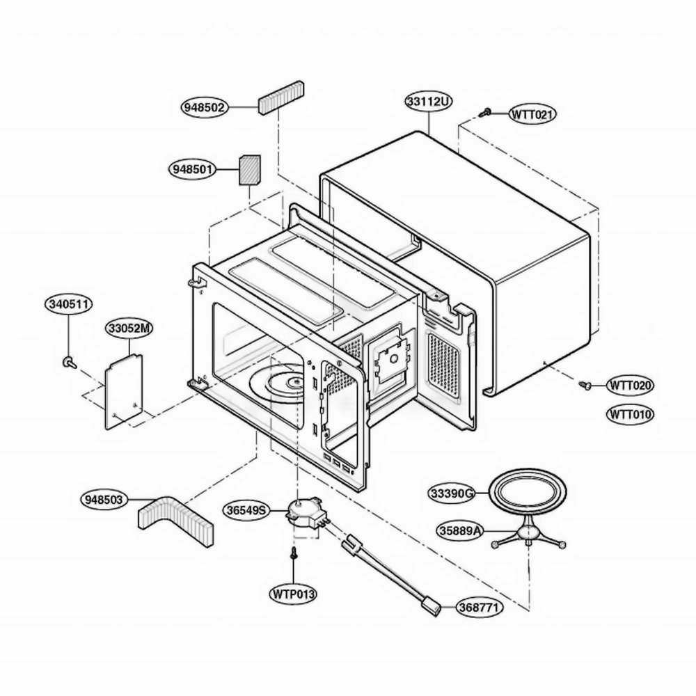 Oven Cavity Parts Diagram and Parts List for MA1305W MWEGSE LG Range