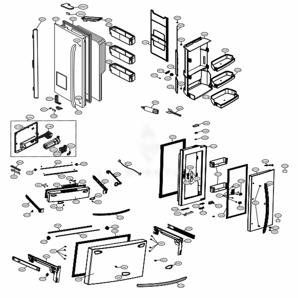 Door Parts Diagram and Parts List for LMXS30776S ASTCNA4 LG Refrigerator