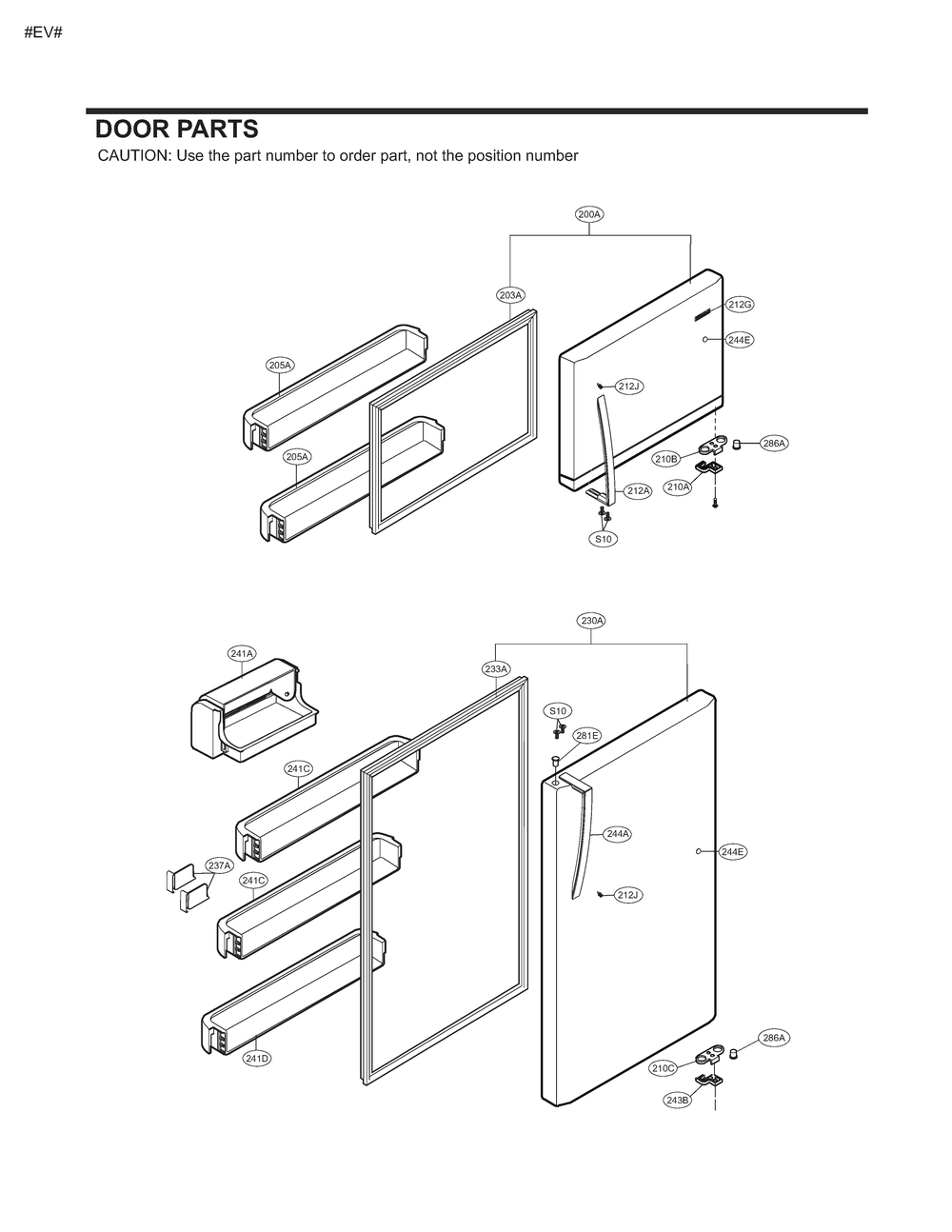 Door Parts Diagram and Parts List for GM-U652GQDP ASWCSE4 LG Refrigerator