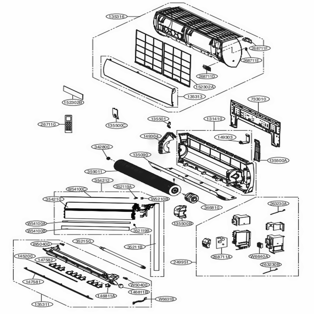 Main Diagram and Parts List for LAN180HYV1 AWHBEUS LG Air Conditioner