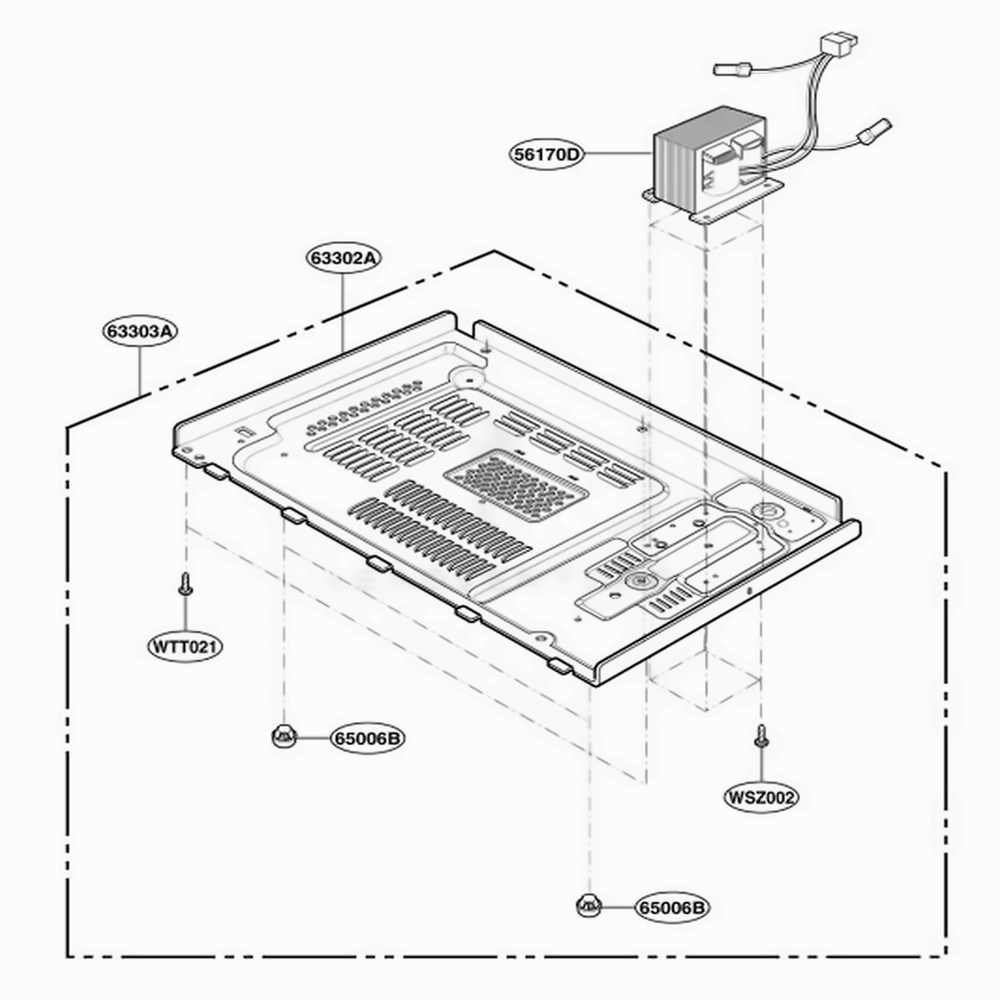 Base Plate Parts Diagram and Parts List for JES638WF KWHEGEU LG Range