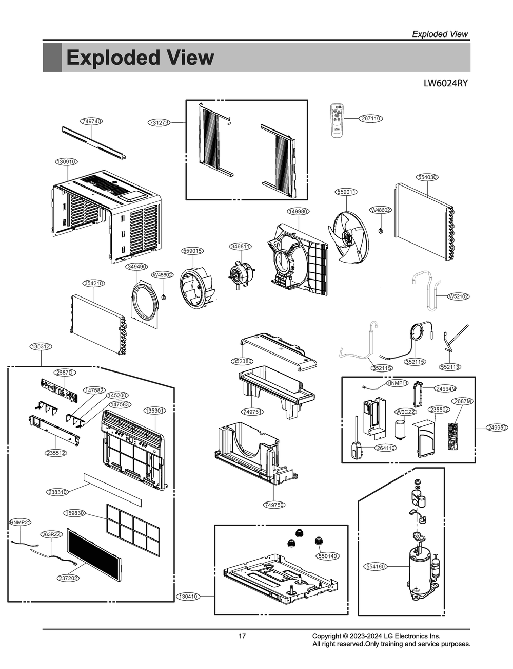 Diagram 1 Diagram and Parts List for W3NC061NSE0 AT1AYOW LG Air Conditioner