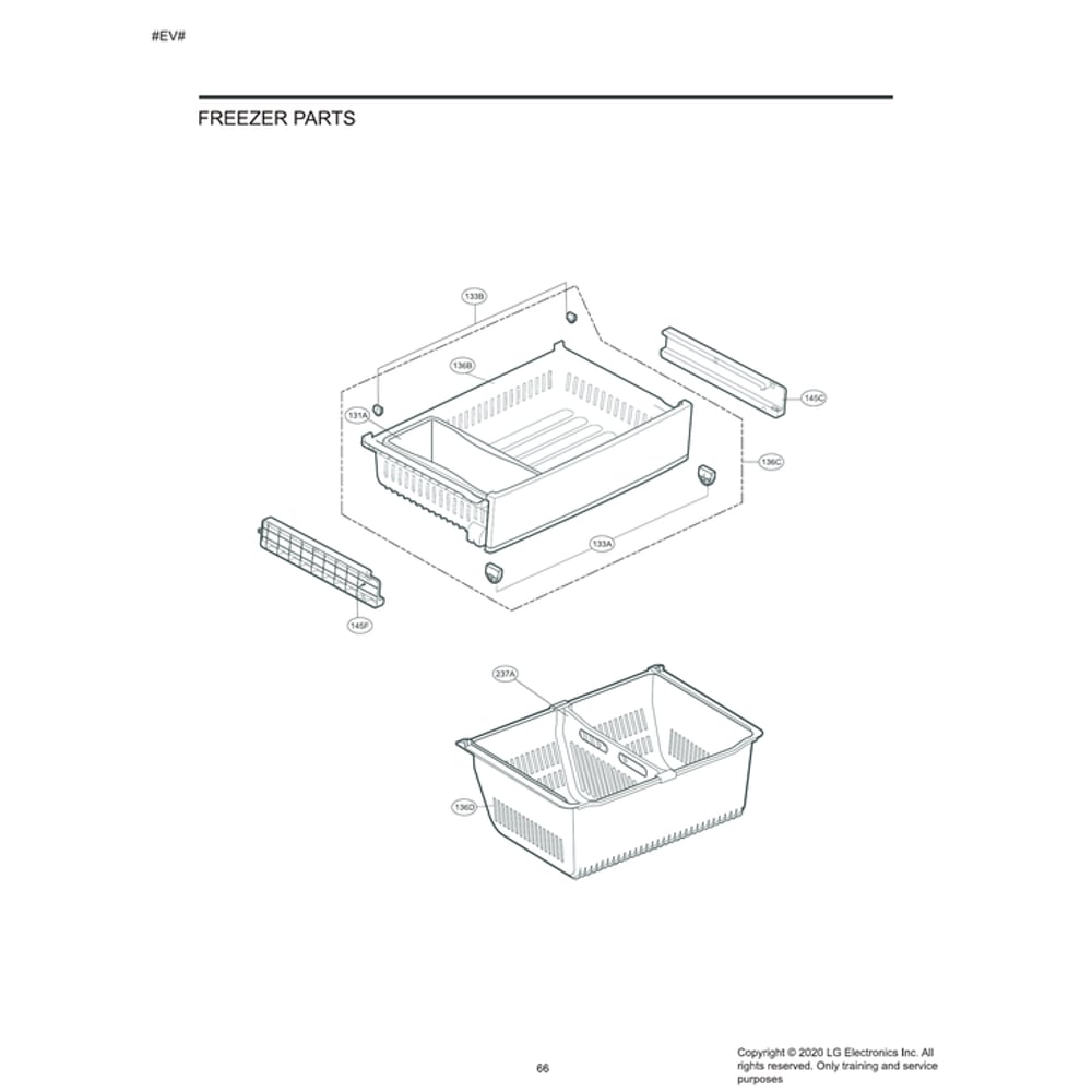 Freezer Parts Diagram and Parts List for LRDCS2603S  LG Refrigerator