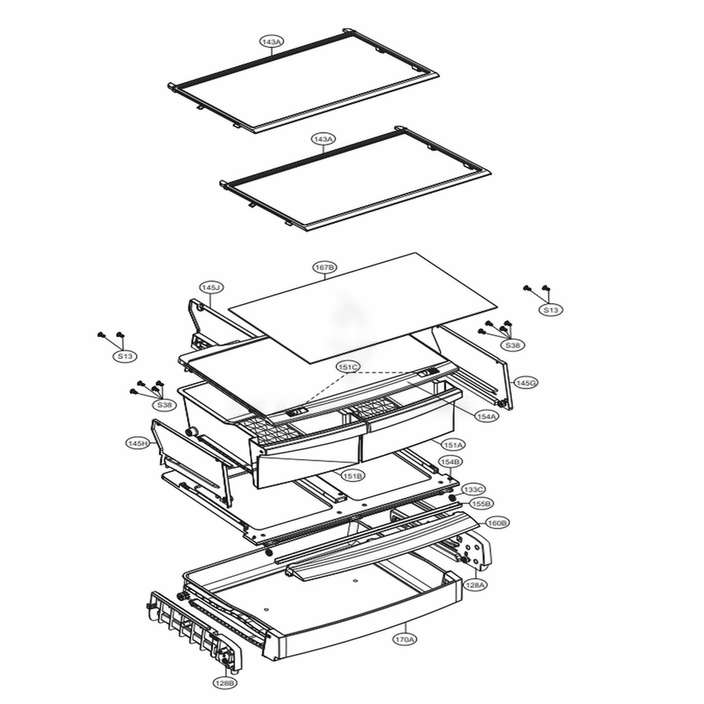 Refrigerator Parts Diagram and Parts List for LDCS24223P AMCCNA0 LG Refrigerator