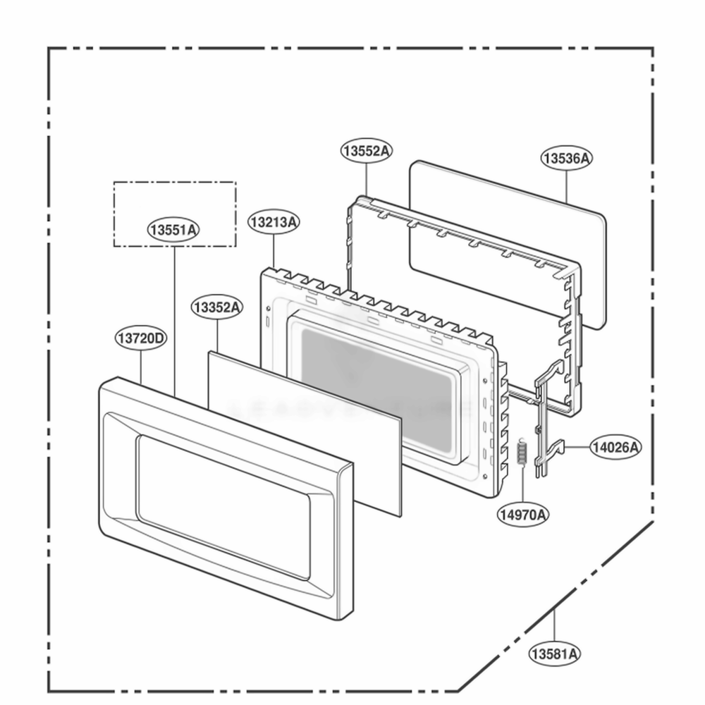 Door Parts Diagram and Parts List for JE1860SH AG3EGEU LG Wall Oven