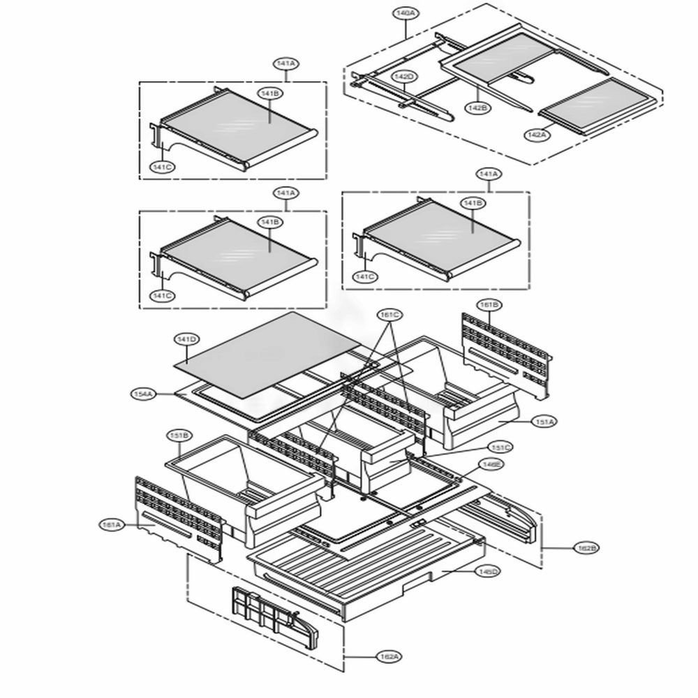Refrigerator Parts Diagram and Parts List for LFC21776ST ASTCNA6 LG Refrigerator