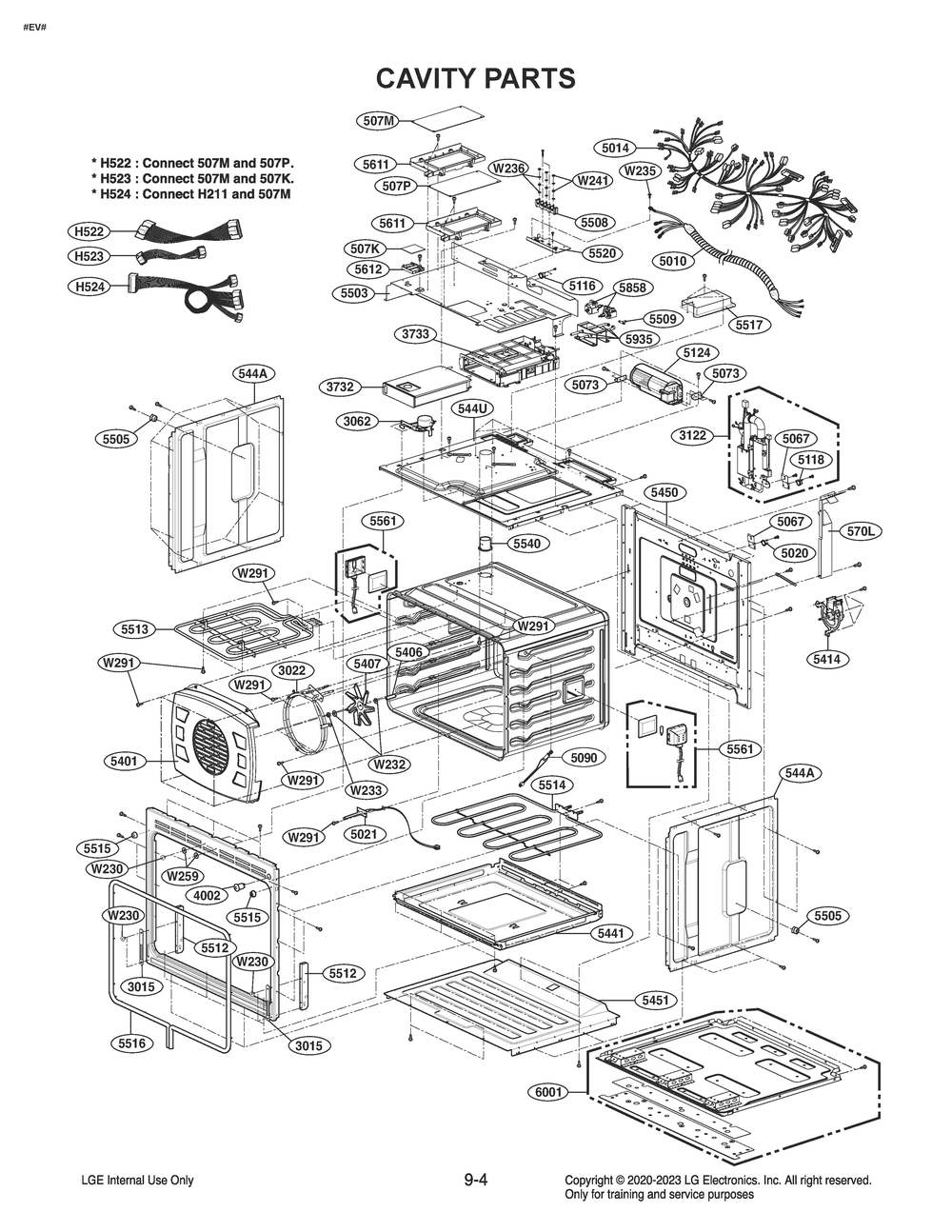 Cavity Parts Diagram and Parts List for WSEK4719S ASTLSGN LG Wall Oven