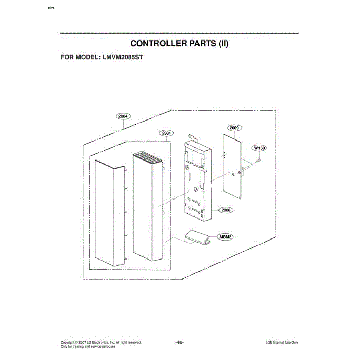 Section 3 Diagram and Parts List for LMVM2085ST ASBELGA LG Microwave Oven Combo