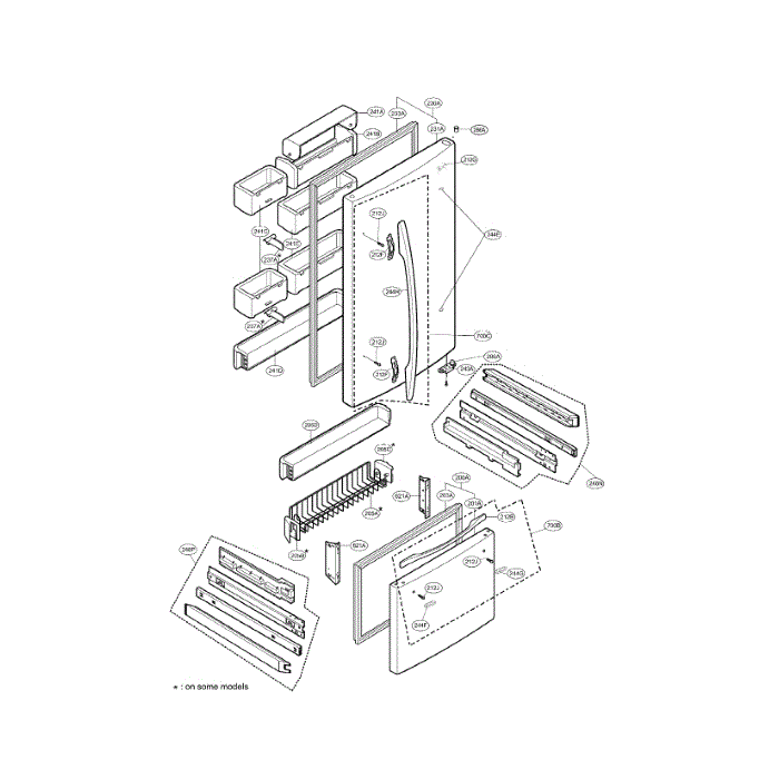 Door 1 Diagram and Parts List for LRDC22744ST  LG Refrigerator