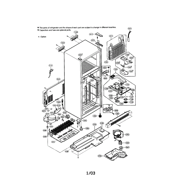 Cabinet Diagram and Parts List for LRTG1813W  LG Refrigerator