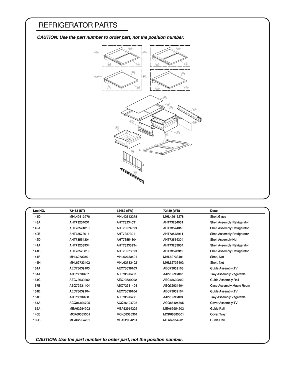Refrigerator Parts Diagram and Parts List for GR-L31GHSXM ASTCSE1 LG Refrigerator