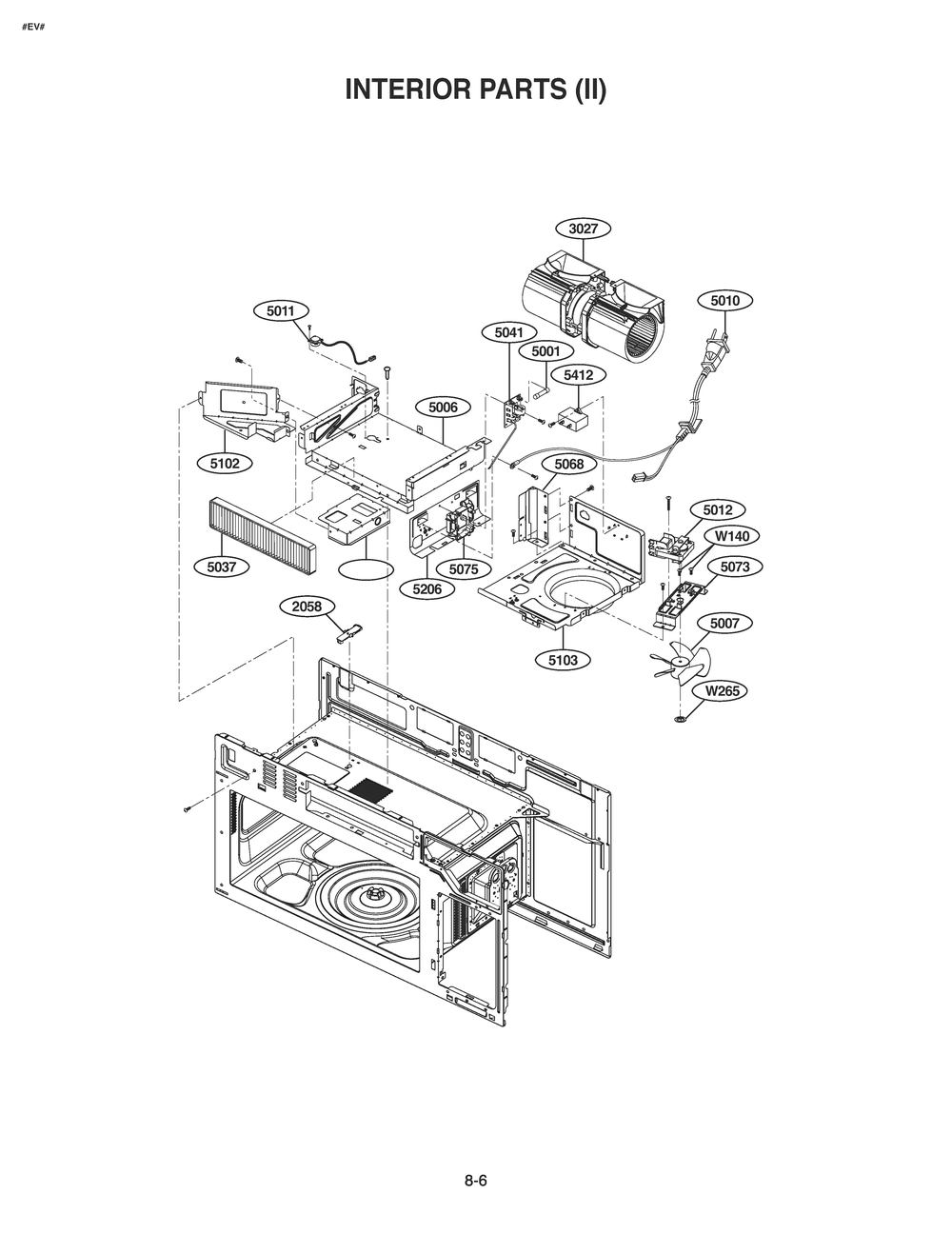 Interior Parts 2 Diagram and Parts List for MVEL2033D CBDELGA LG Microwave