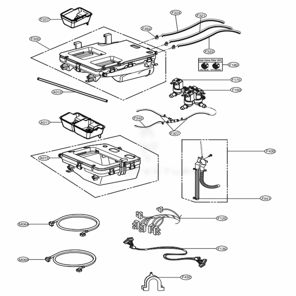 Dispenser Assembly Diagram and Parts List for WM5000HWA ABWEEUS LG Washer