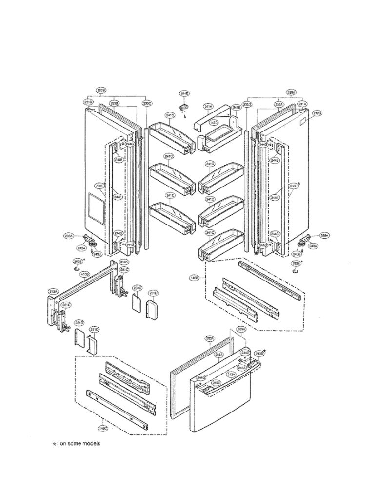 Door Parts Diagram and Parts List for LRFD22850ST 00 LG Refrigerator