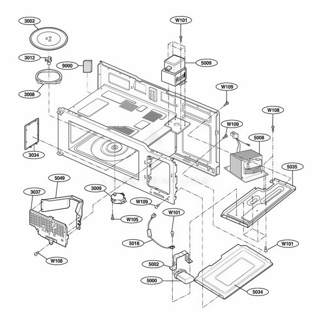 Interior Parts 1 Diagram and Parts List for 80009401 CB1ESEA LG Range