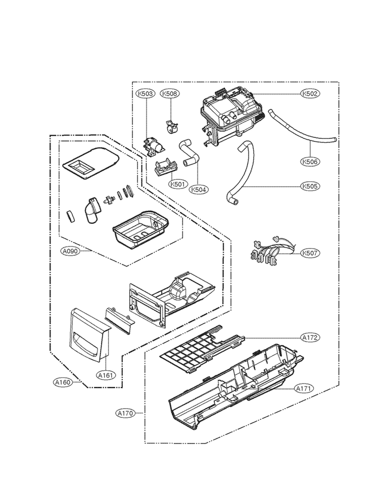 Panel Drawer Assy And Guide Assy Diagram and Parts List for DLEX8377N  LG Dryer