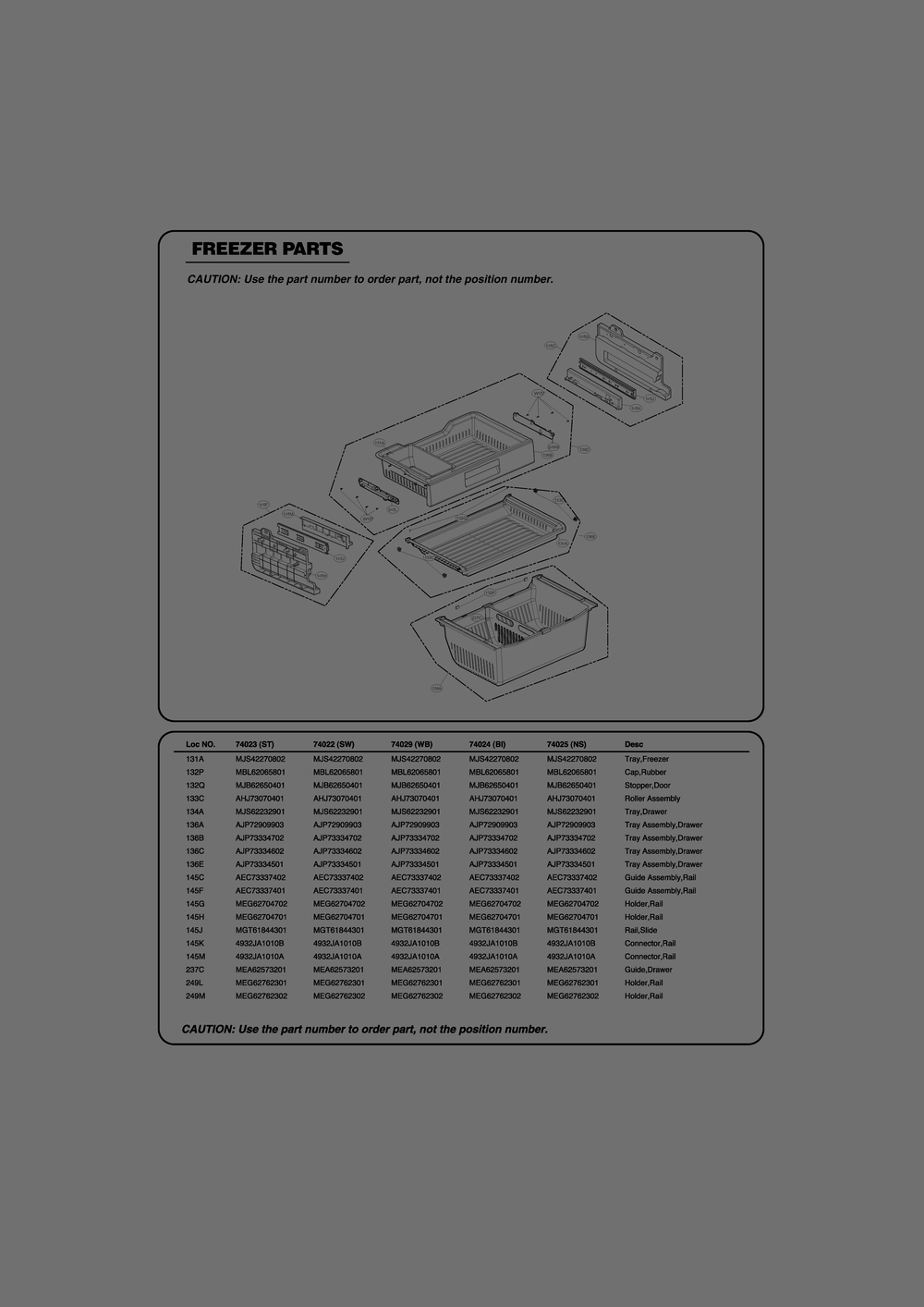Freezer Parts Diagram and Parts List for GR-L318LQTM ASWCSE1 LG Refrigerator