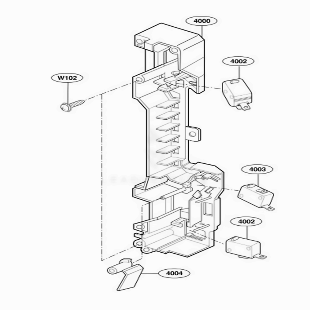 Latch Board Parts Diagram and Parts List for 80012 CW1ESEA LG Wall Oven