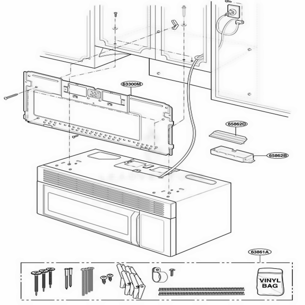 Installation Parts Diagram and Parts List for MV1501BQ KBSEGSE LG Wall Oven