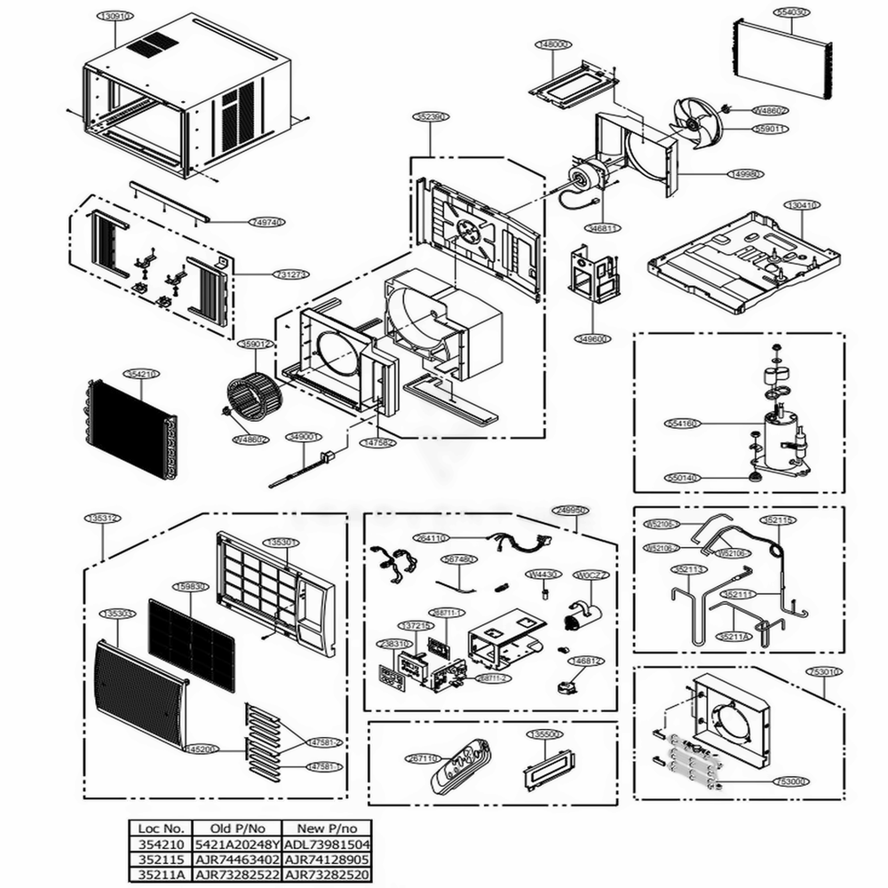 Main Diagram and Parts List for LW2416HR AWYAHDP LG Air Conditioner