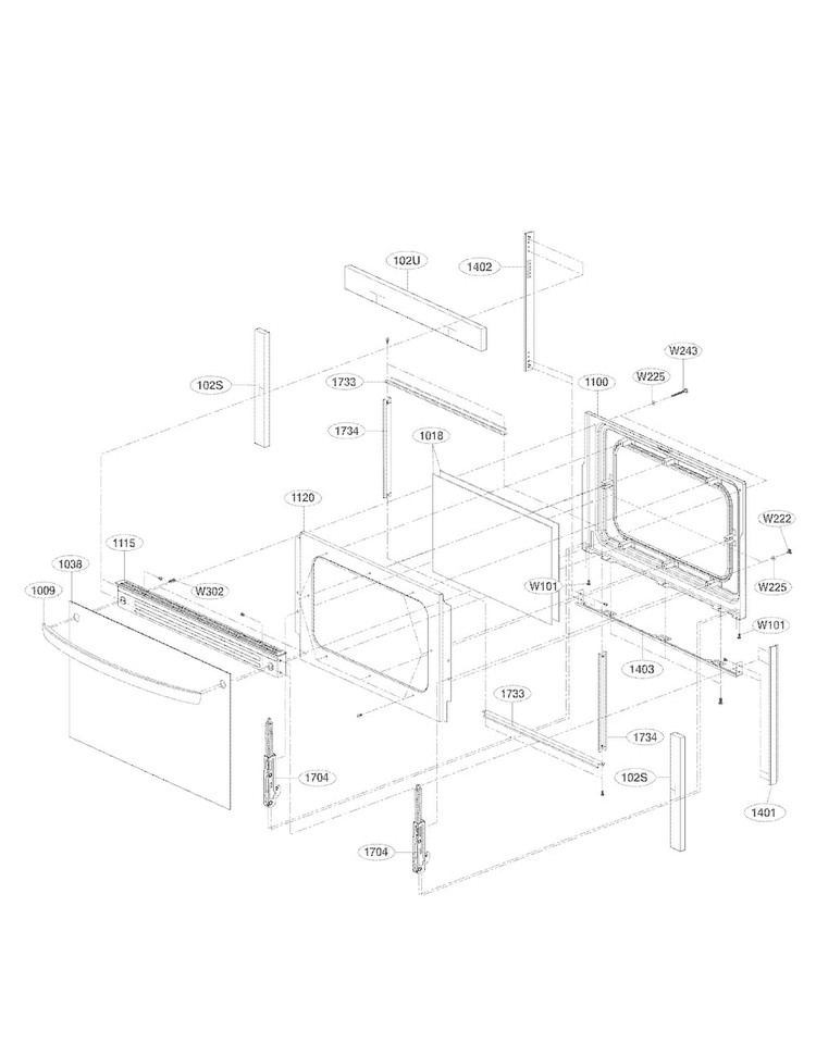 Lower Door Parts Diagram and Parts List for LDE3037SB  LG Range