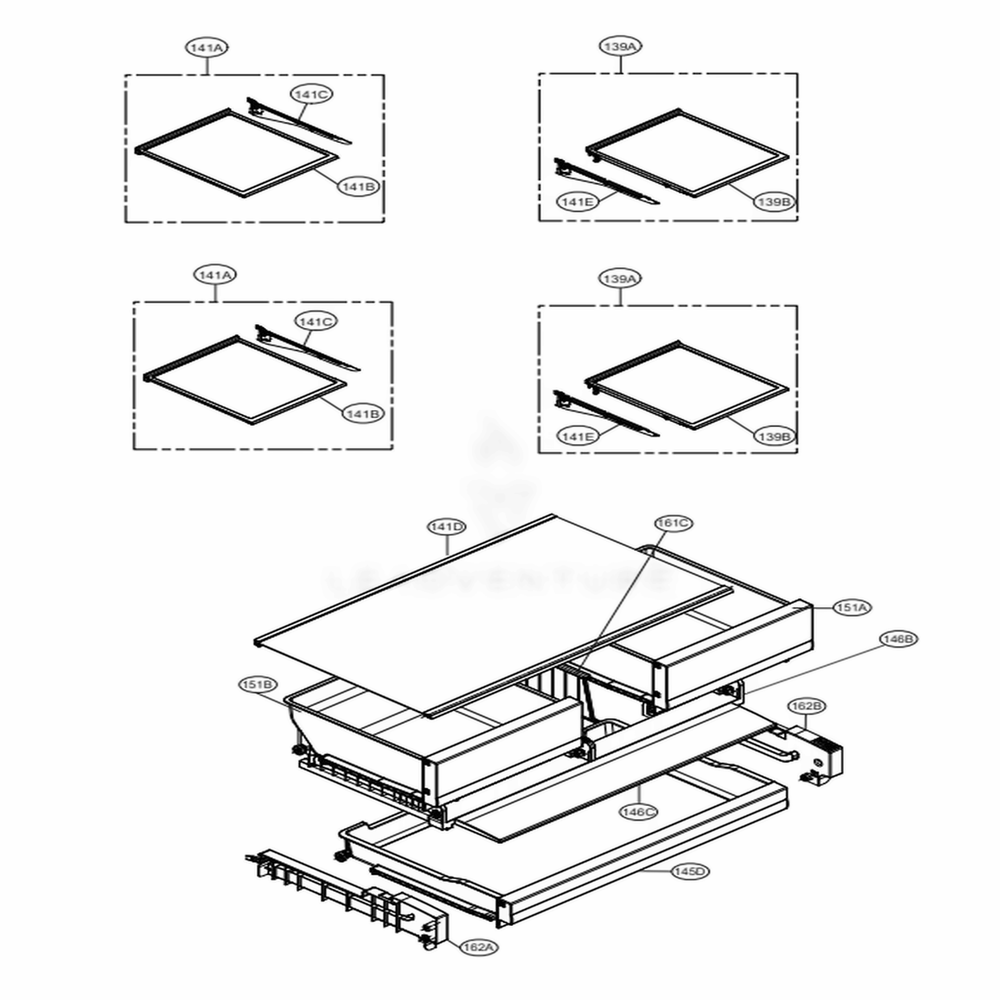 Refrigerator Parts Diagram and Parts List for LFXC22526S ASTCNA4 LG Refrigerator