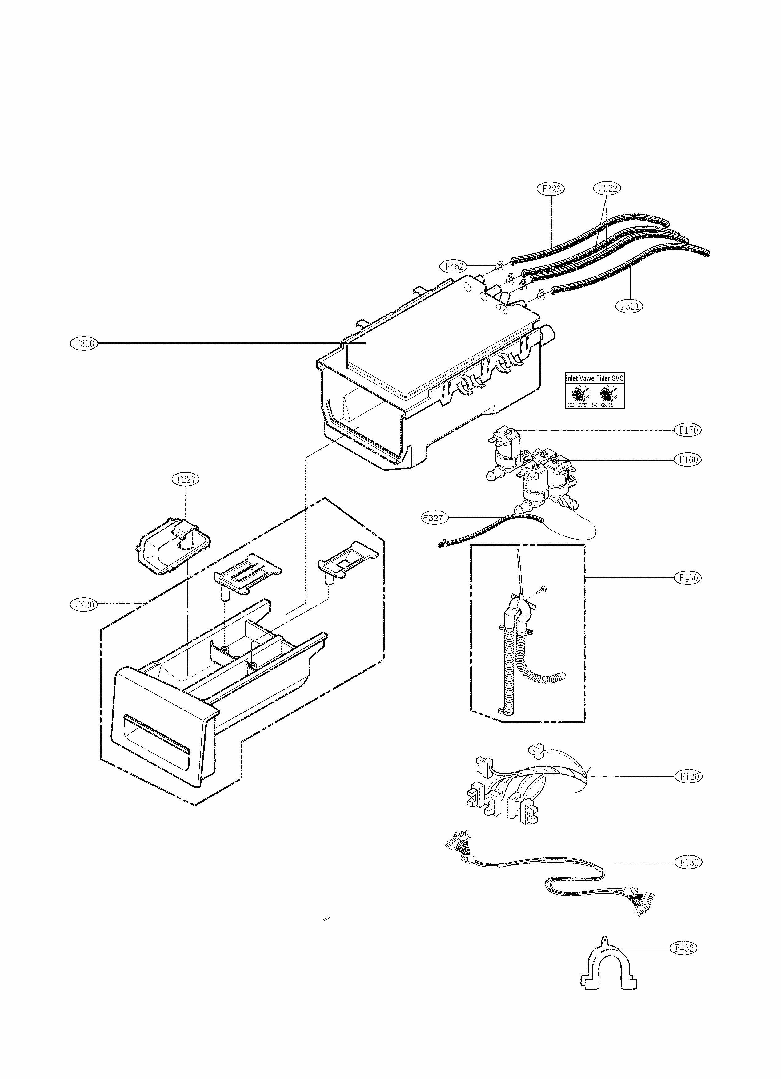 Dispenser Parts Diagram and Parts List for 79641379211  Kenmore Washer