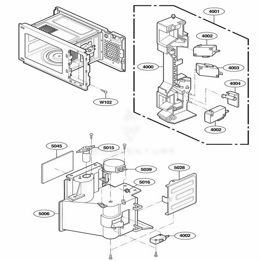 Suction Guide Parts Diagram and Parts List for AMC7159TAB AB1EAMA LG Wall Oven