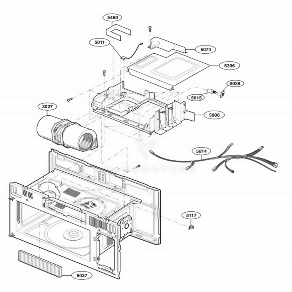 Interior Parts 2 Diagram and Parts List for LMV1813ST CSBELGA LG Microwave