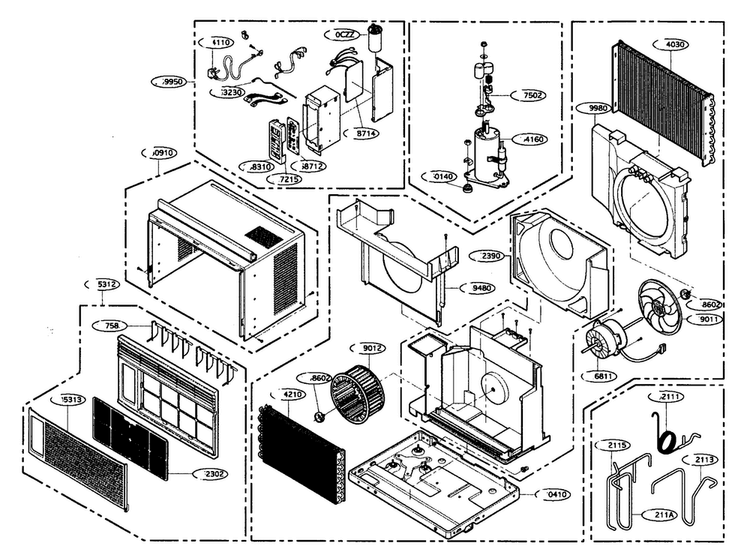 Cabinet Parts Diagram and Parts List for HBLG06M  LG Air Conditioner