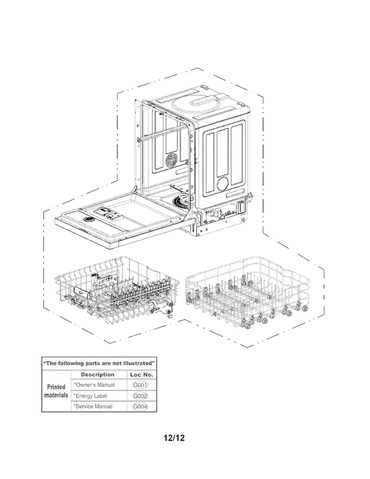 Exploded View Parts Diagram and Parts List for LDS5040BB  LG Dishwasher