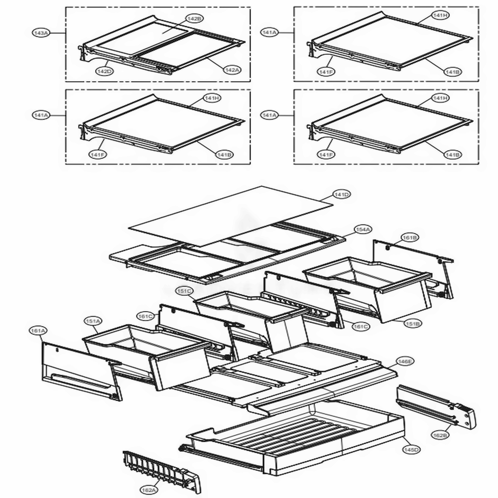 Refrigerator Parts Diagram and Parts List for LFXS29626B AWBCNA1 LG Refrigerator