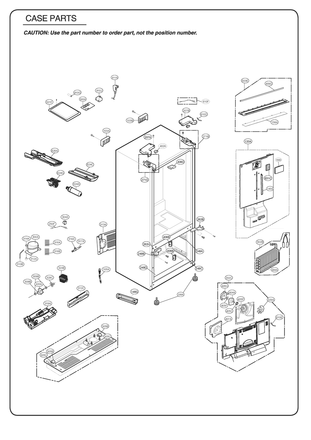 Case Parts Diagram and Parts List for GR-L28ANSJM ASTCSE2 LG Refrigerator