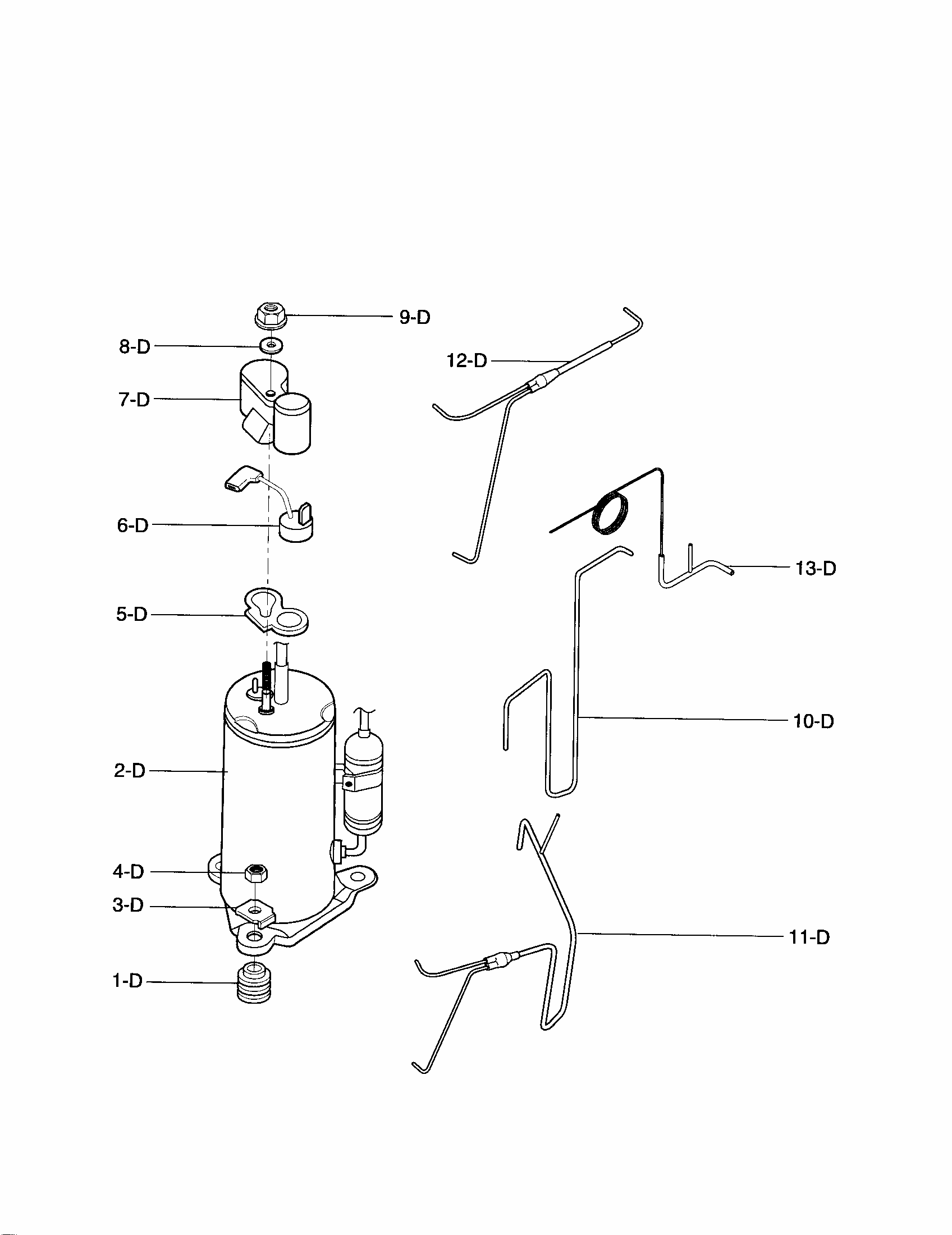 Compressor Diagram and Parts List for 58075063500  Kenmore Air Conditioner