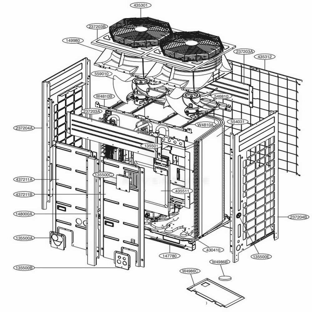Main 2 Diagram and Parts List for ARUB121DTE4 AWGBLUS LG Air Conditioner